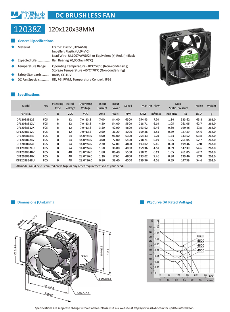 120x120x38mm dc fan