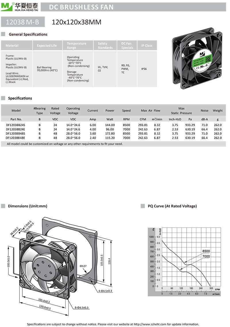 12038大风压散热风扇