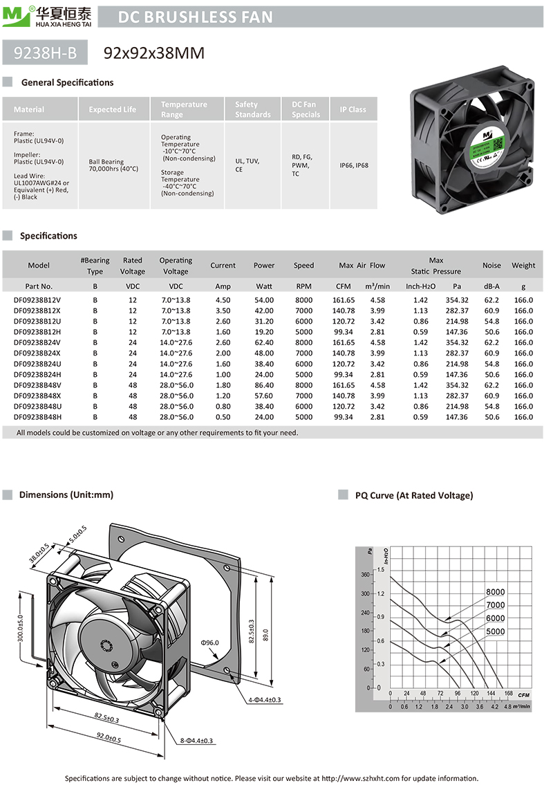 9238大风量散热风扇